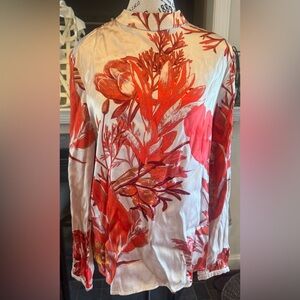 Karen by Simonsen Orange Cream Mercy Blouse Viscose Oriental Floral Boho Medium